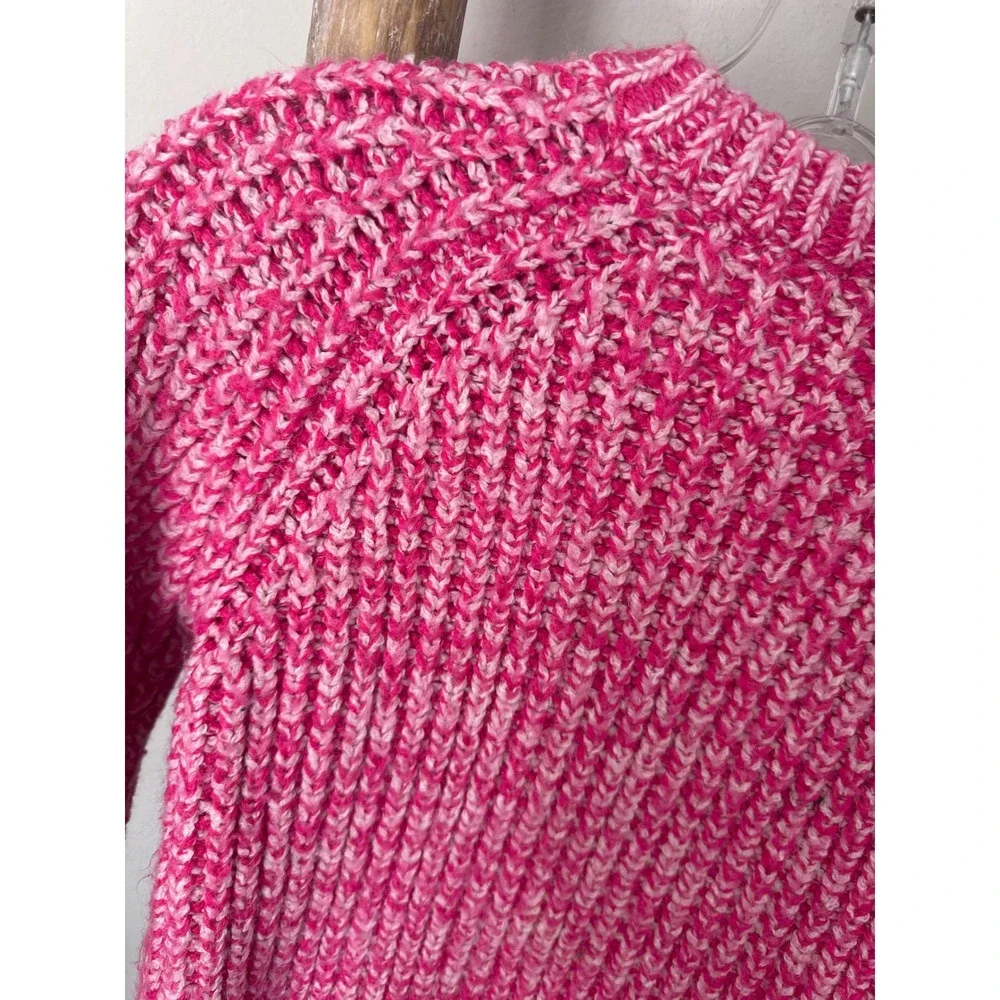 Zara Pink & White Marbled Twisted Yarn Chunky Knit Sweater size 8